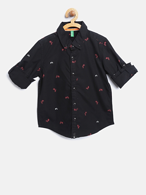 

United Colors of Benetton Boys Black Printed Casual Shirt