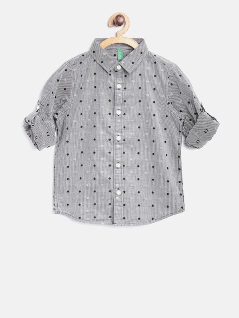 

United Colors of Benetton Boys Grey Checked Casual Shirt