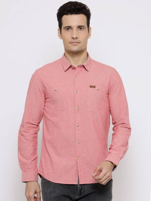 

People Men Pink Regular Fit Solid Casual Shirt