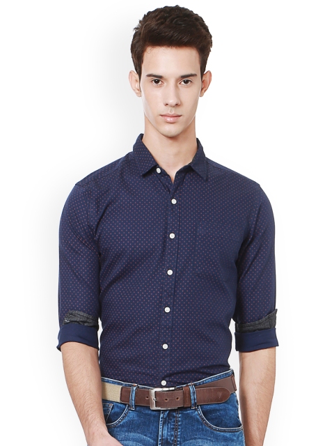 

People Men Blue Regular Fit Printed Casual Shirt