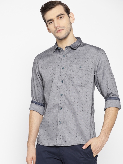 

People Men Grey Regular Fit Printed Casual Shirt