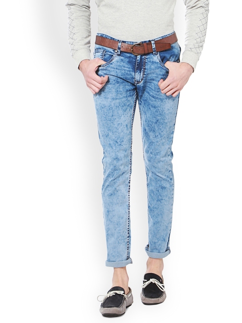 

People Men Blue Regular Fit Mid-Rise Clean Look Stretchable Jeans