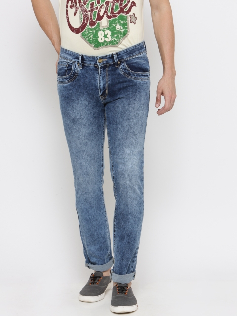 

People Men Blue Slim Fit Mid-Rise Clean Look Stretchable Jeans