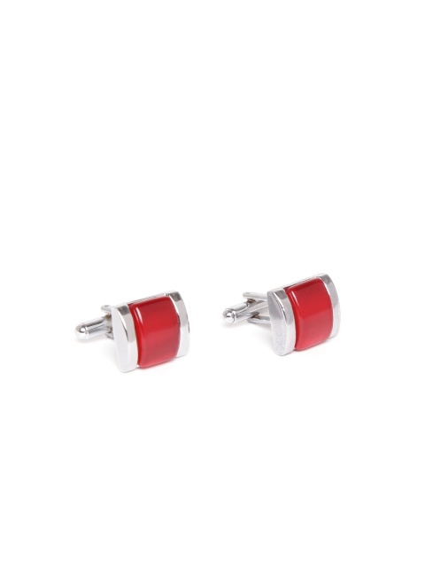 

INVICTUS Silver-Toned & Red Cufflinks