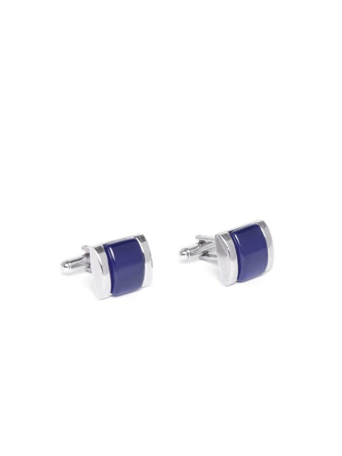 

INVICTUS Silver-Toned & Navy Cufflinks