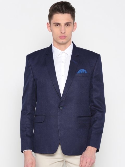 

RG DESIGNERS Men Navy Blue Solid Single-Breasted Formal Blazer