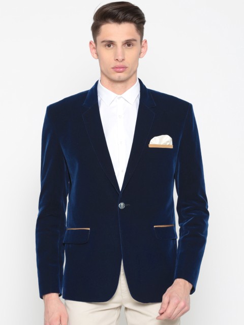 

RG DESIGNERS Men Blue Solid Single-Breasted Blazer