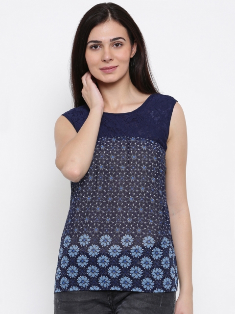 

Lee Cooper Women Navy Printed Top, Navy blue