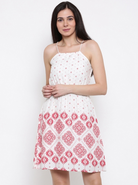 

Lee Cooper Women Off-White Printed Fit & Flare Dress
