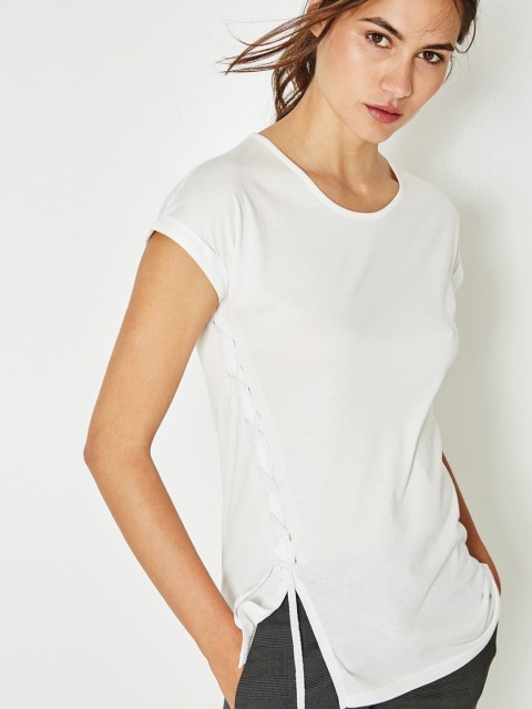 

promod Women White Solid Top