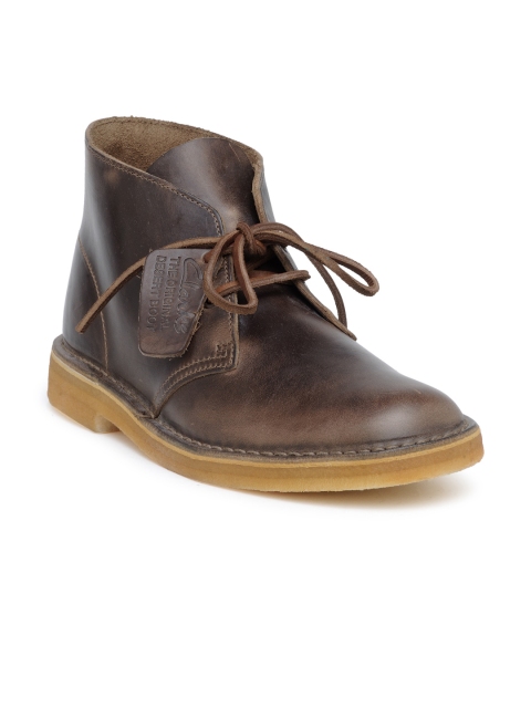 

Clarks Men Brown Leather Flat Boots