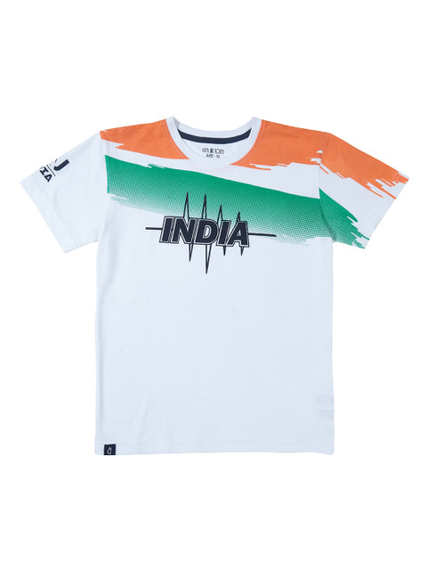 

Gini and Jony Boys White Printed Round Neck T-shirt