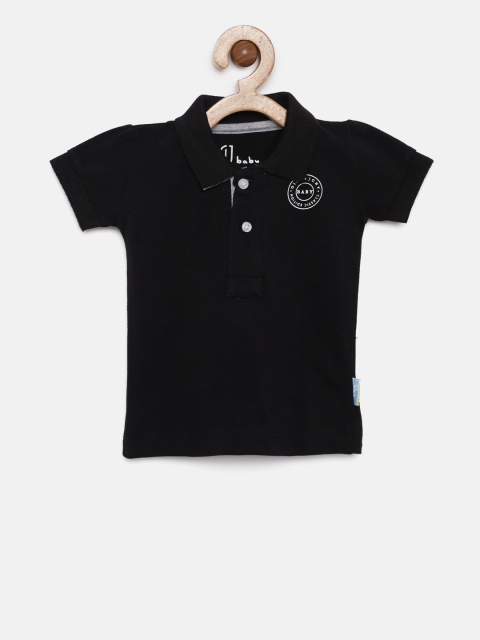 

Gini and Jony Boys Black Solid Polo Collar T-shirt