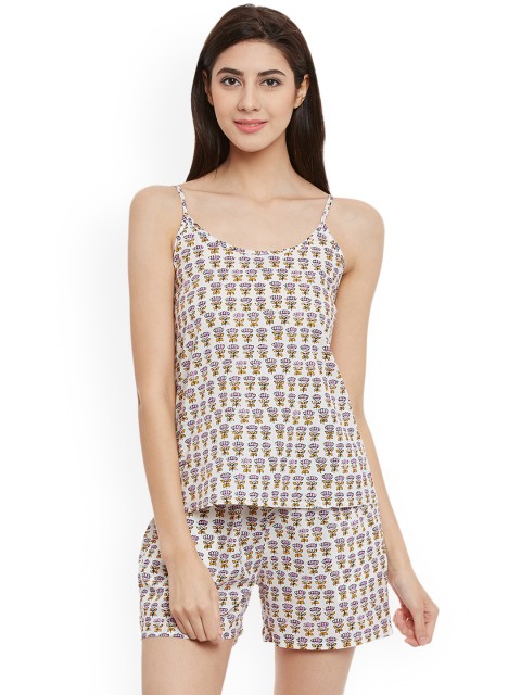 

Clovia Women White Printed Lounge Set LS0114P18XL