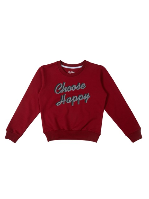 

Gini and Jony Girls Red Printed Pure Cotton Sweatshirt