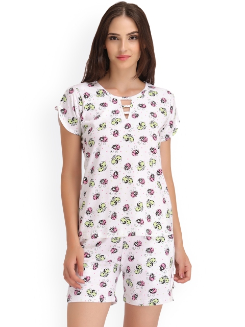 

Clovia White Printed Lounge Set LS0137P18
