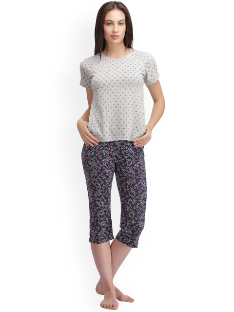 

Clovia Grey & Blue Printed Lounge Set LS0150P01