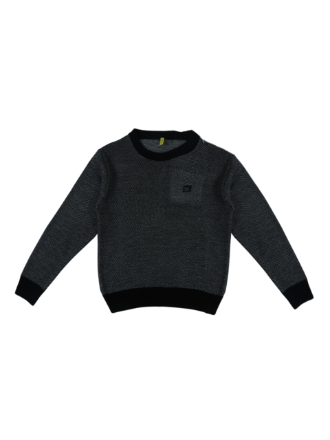 

Gini and Jony Boys Black Self-Design Pullover