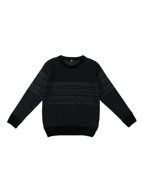

Gini and Jony Boys Black Self-Design Pullover
