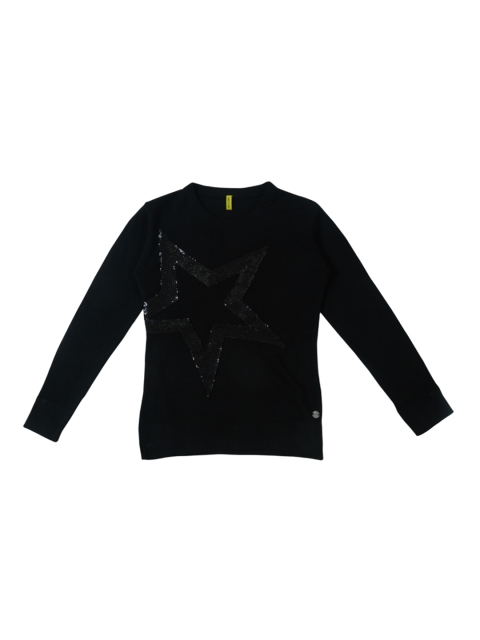 

Gini and Jony Girls Black Self-Design Woollen Pullover