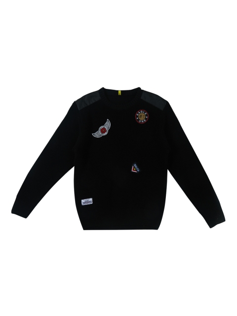 

Gini and Jony Boys Black Self-Design Pullover