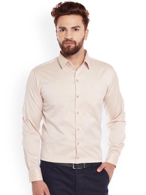 

Hancock Men Beige Slim Fit Solid Formal Shirt