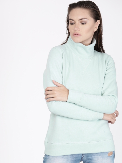 

ether Women Mint Green Solid Sweatshirt