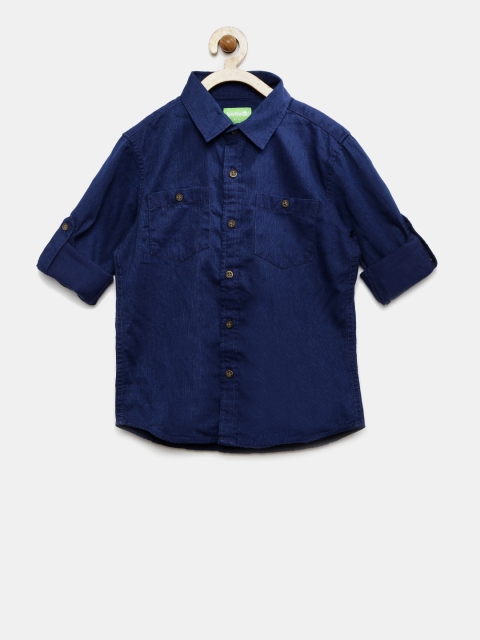

Bossini Boys Navy Blue Regular Fit Solid Casual Shirt