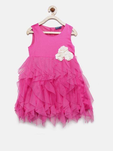 

Juniors by Lifestyle Girls Pink Solid A-Line Dress with Ruffles