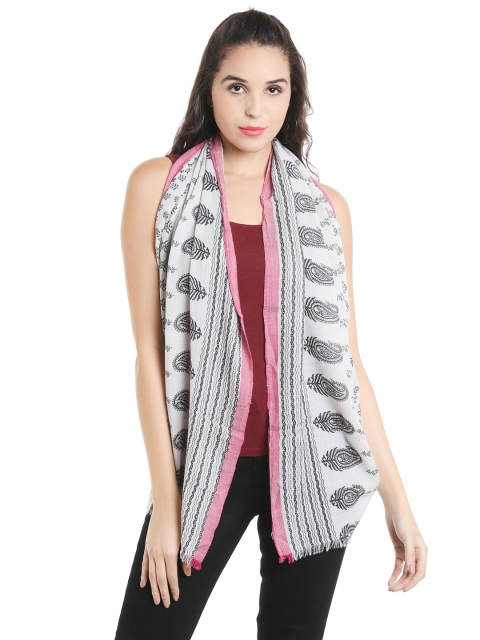 

Noi Grey & White Printed Shawl