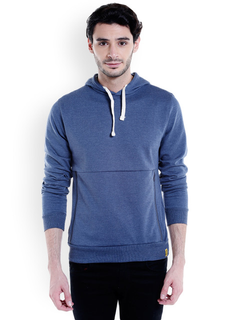 

Campus Sutra Men Blue Solid Hooded Sweatshirt