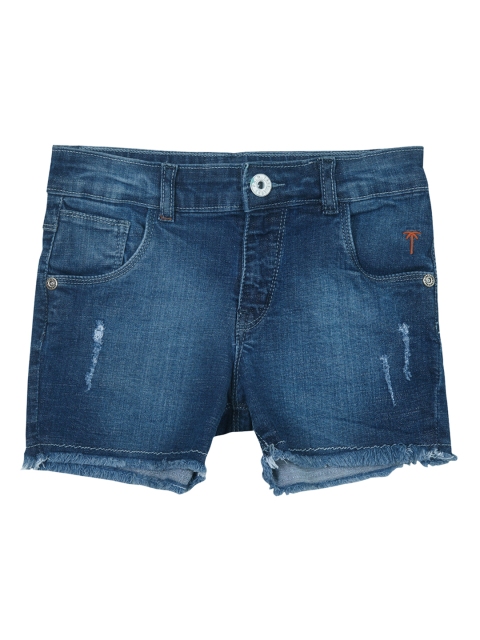 

Palm Tree Girls Blue Solid Regular Fit Denim Shorts