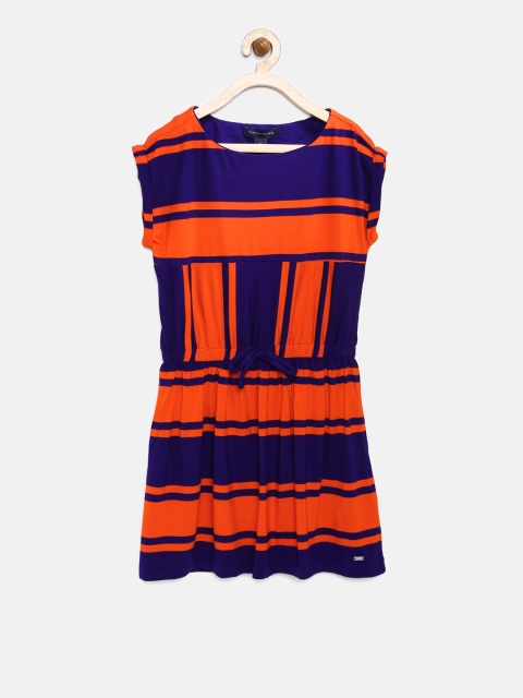 

Tommy Hilfiger Girls Orange & Navy Striped Fit and Flare Dress