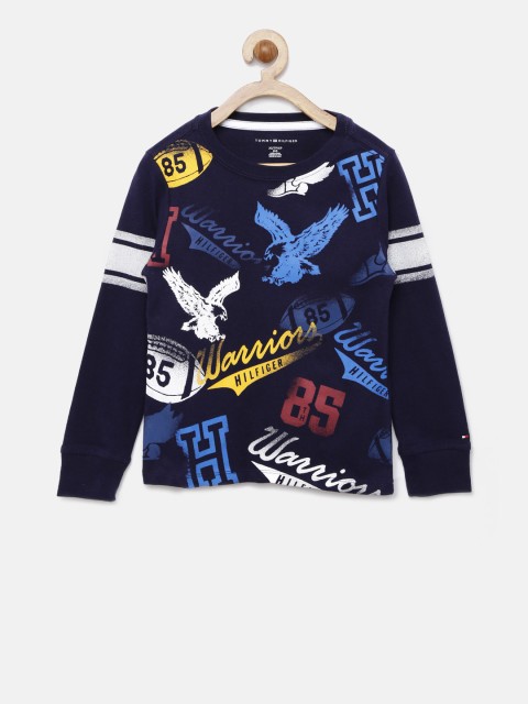

Tommy Hilfiger Boys Navy Blue Printed Round Neck T-shirt