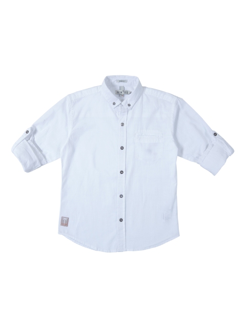 

Palm Tree Boys White Regular Fit Solid Casual Shirt