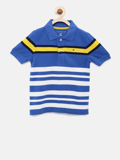 

Tommy Hilfiger Boys Blue & White Striped Polo Collar T-shirt