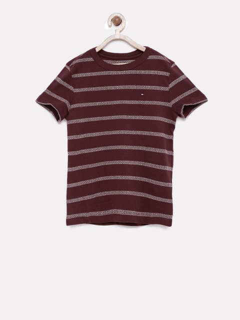 

Tommy Hilfiger Boys Burgundy Striped Round Neck T-shirt