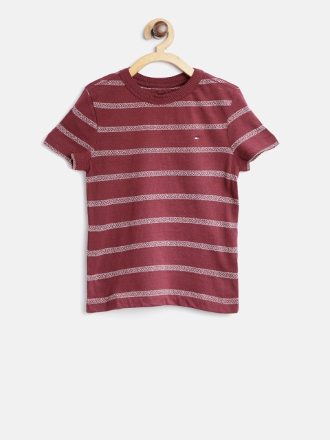 

Tommy Hilfiger Boys Maroon Striped Round Neck T-shirt