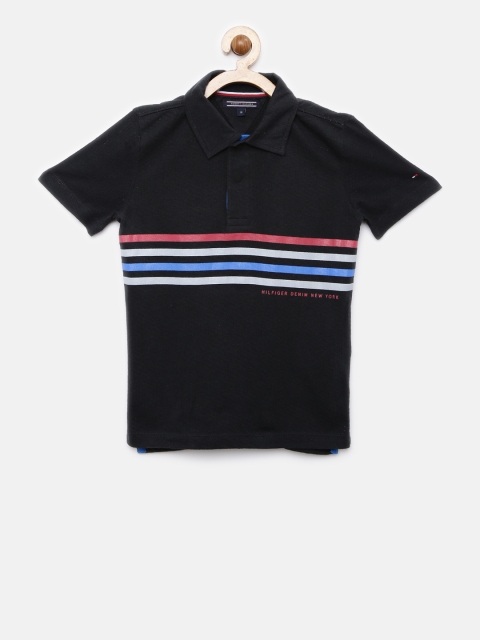 

Tommy Hilfiger Boys Black Striped Polo Collar T-shirt