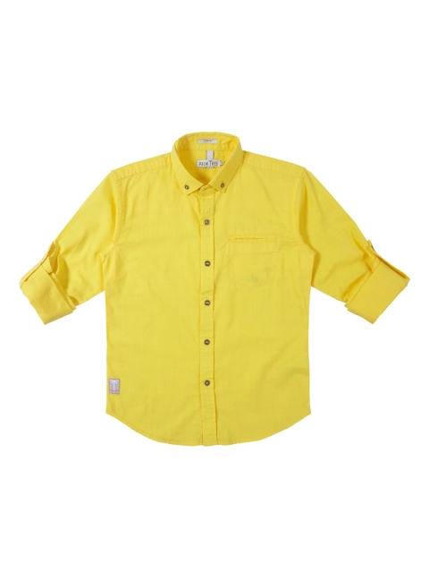 

Palm Tree Boys Yellow Regular Fit Solid Casual Shirt