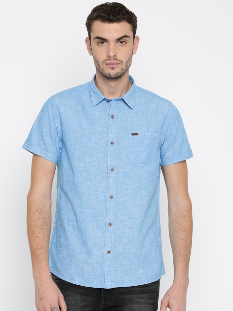 

People Men Blue Slim Fit Solid Casual Shirt