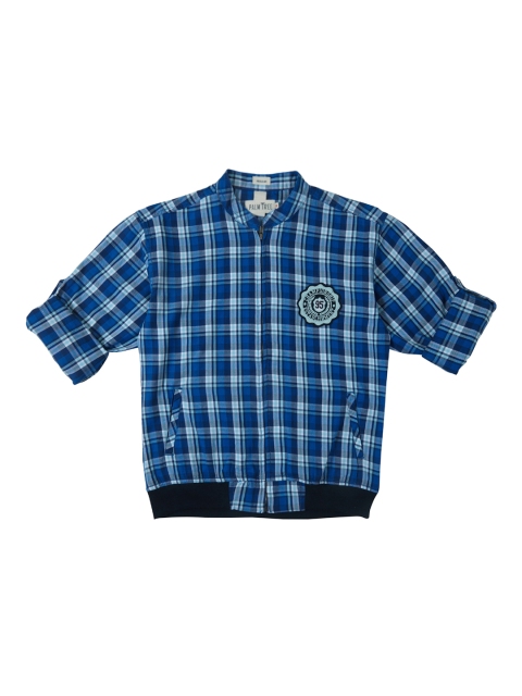 

Palm Tree Boys Blue & White Regular Fit Checked Casual Shirt