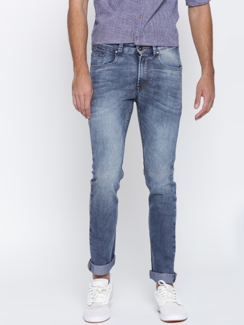 

People Men Blue Slim Fit Mid-Rise Clean Look Stretchable Jeans