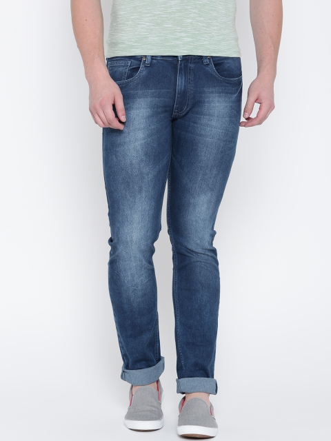 

People Men Blue Slim Fit Mid-Rise Clean Look Stretchable Jeans