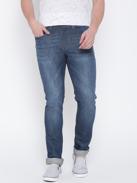 

People Men Blue Slim Fit Mid-Rise Clean Look Stretchable Jeans
