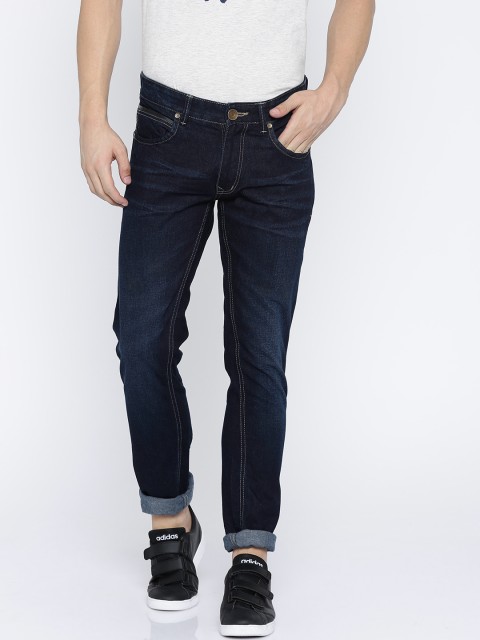 

People Men Blue Tapered Fit Mid-Rise Clean Look Jeans
