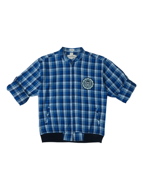 

Palm Tree Boys Blue Regular Fit Checked Casual Shirt