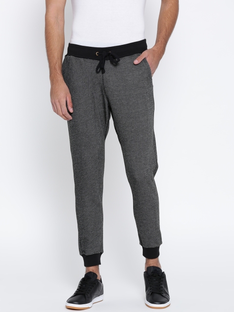 

People Men Charcoal Grey Regular Fit Self Design Joggers
