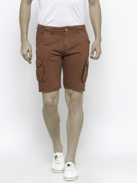 

People Men Rust Orange Solid Cargo Shorts