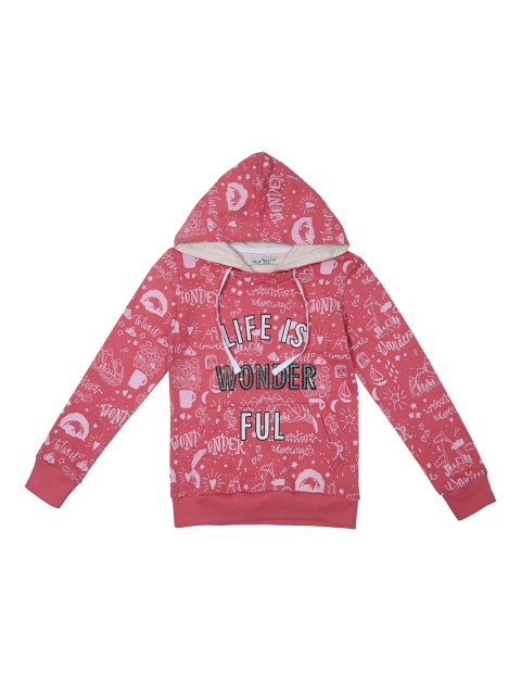 

Palm Tree Girls Pink Printed Hooded Sweatshirt with Sequinned Detail